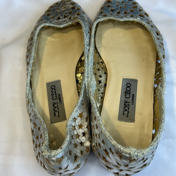 Jimmy Choo Silver Metallic Laser Cutout Ballet Flats EU 39 - Picture 6 of 10